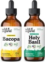 Wild &amp; Organic Bacopa Tincture 4 fl oz &amp; Holy Basil Tincture 4 fl oz