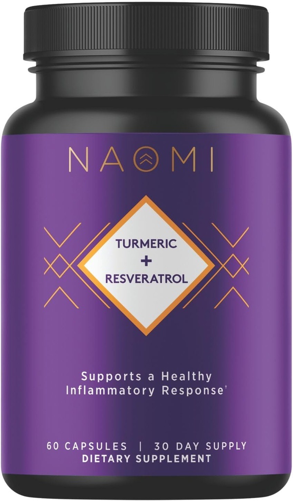 Curcumina Turmeric NAOMI All Fully Standardized 1000mg 95% Curcuminoids, BioPerine High Absorption & Resveratrol, Clinically Studied, Joint Support, Supports Healthy Muscle Response