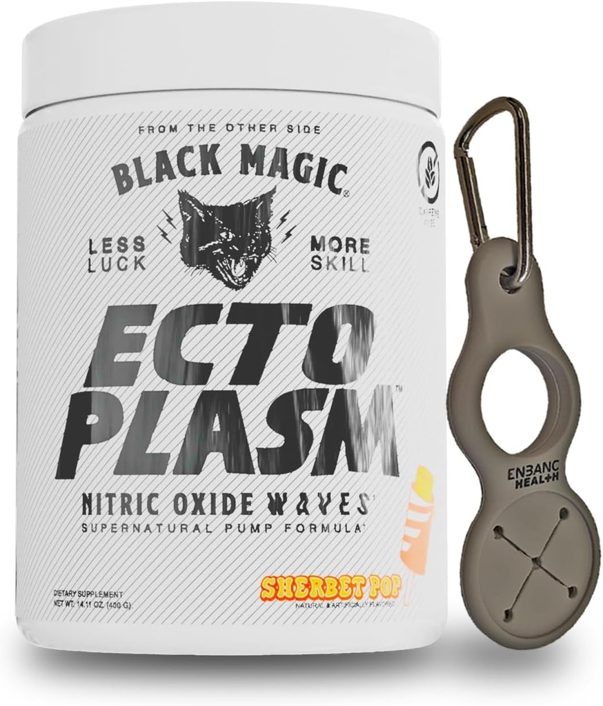 Black Magic Ecto Plasm - Sherbet Pop - Igniter de Bomba Artesanal, Hidratación creciente " Vascularidad (400g, 20 Scoops) con llavero Enbanc Health