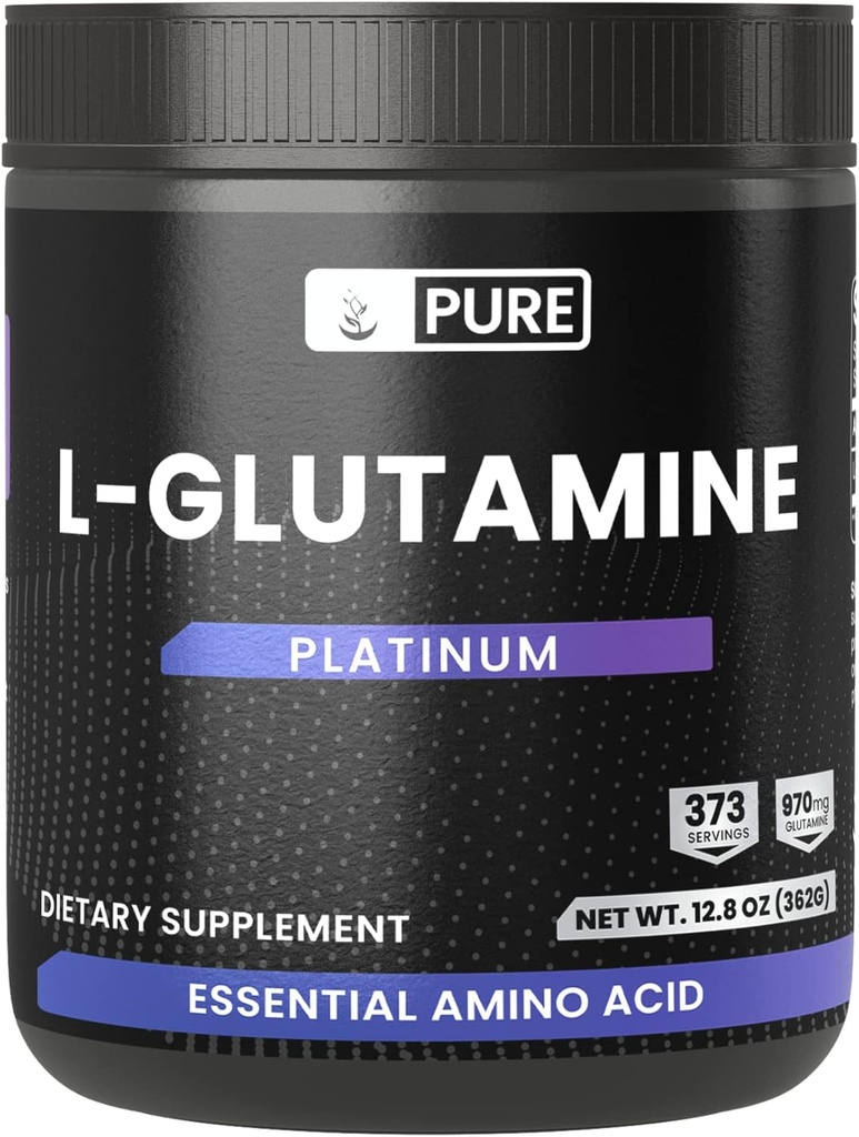 Ingredientes originales puros L-Glutamine Powder, (12 oz), Aminoácidos Naturales, Flavorless, Siempre Puro