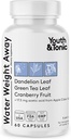 Jóvenes " Tonic Natural Water Weight Away – Herbal Diuretic Pills for Bloating, Water Retention " Swelling Support for Women " Men - 60 Caps with Dandelion, Potassium, Green Tea &amp; Apple Cider Vinegar