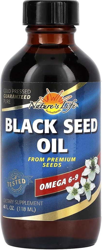 Natures Life Black Seed Oil, Cold-Presed Black Cumin Seed Oil - Joint, Digestive Health, and Immune Support - Lab Verified, 60-Day Money-Back Guarantee - 23 Servings, 4 Fl. Oz.
