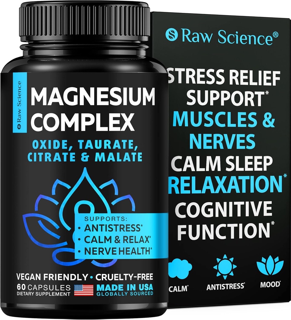 Capsulas de Citrato de Magnesio - Suplemento de Magnesio de Alta Absorción para el Musculo, Salud de Nerve y Relajación