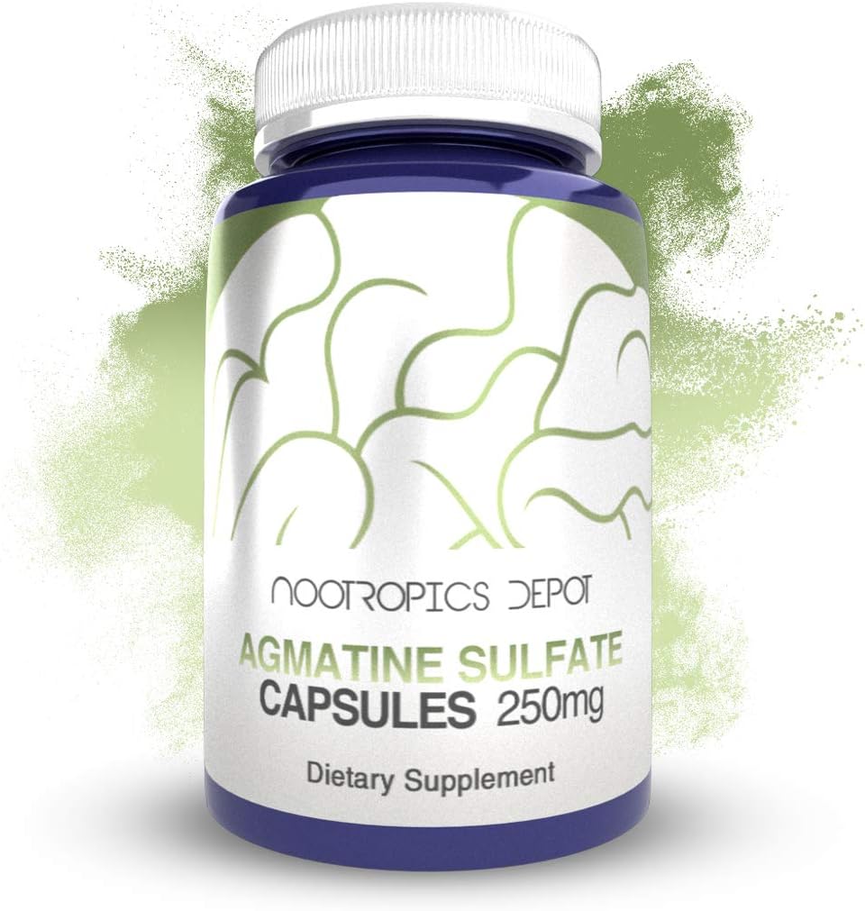 Nootropics Depot Agmatine Sulfate Capsules TENIDO 250mg TEN 240 Conde TENIDO Energy Supplement TEN Amino Acid Derivative TEN Apoya la Fuerza Física y la Recuperación de la Operación Nitric Oxide Booster