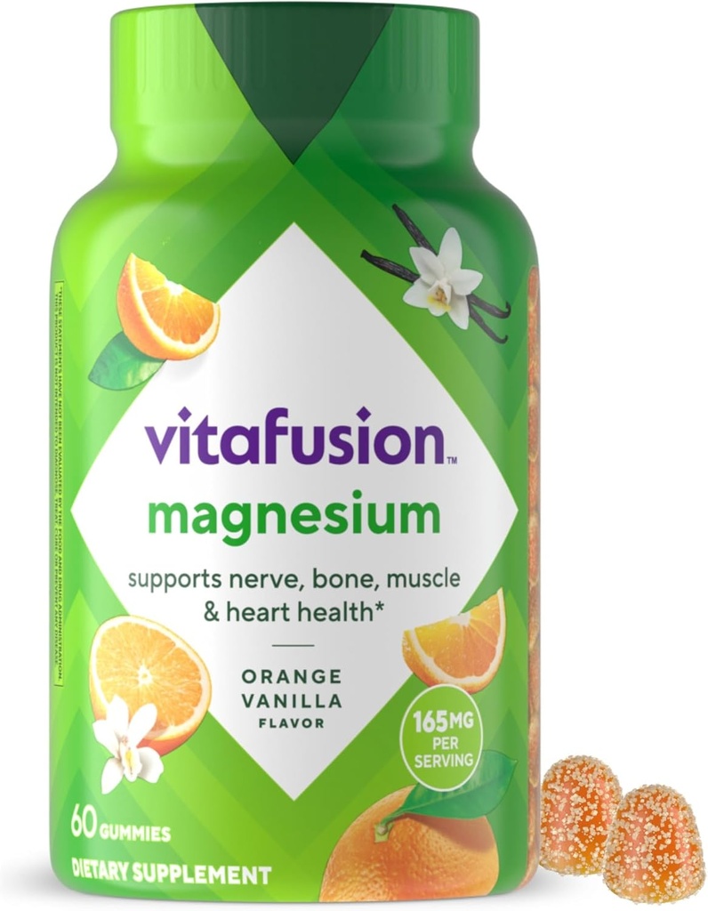 vitafusion Magnesium Gummy Suplemento, Traiga calma a su rutina de vitaminas, Tropical Citrus Flavor, 60 Gummies