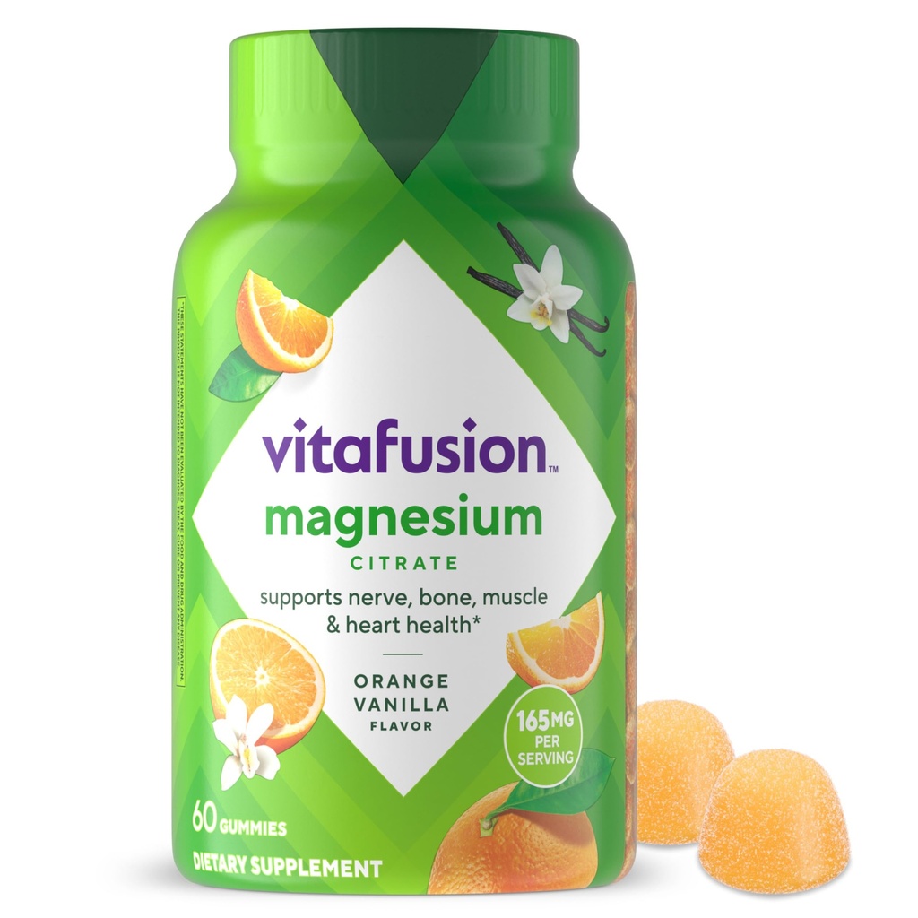 vitafusion Magnesium Gummy Suplemento, Traiga calma a su rutina de vitaminas, Tropical Citrus Flavor, 60 Gummies