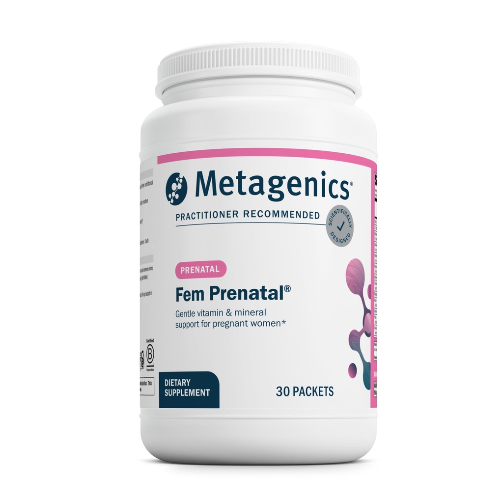 Metagenics Fem Prenatal - Suplemento de vitaminas y minerales prenatales* - Prenatales para mujeres* - con vitamina C, yodo y biotina - Gentler multivitamínico al sistema - 30 Packets