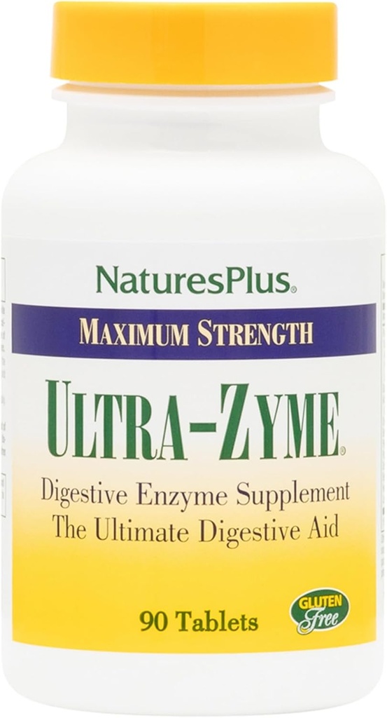 NaturesPlus Ultra-Zyme - 90 Tabletas - Suplemento Enzyme para apoyar la digestión saludable - Gluten Gratis - 45 Serviciones