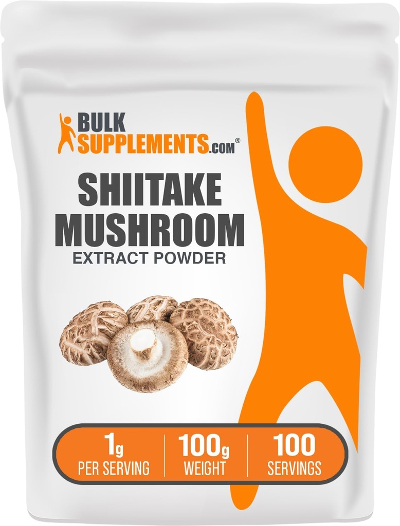 BulkSupplements.com Shiitake Mushroom Extract Powder - Shiitake Mushroom Powder Suplemento, Immune Support - Vegan &amp; Gluten Gratis, 1g por Serving, 100g (3.5 oz) (Pack of 1)