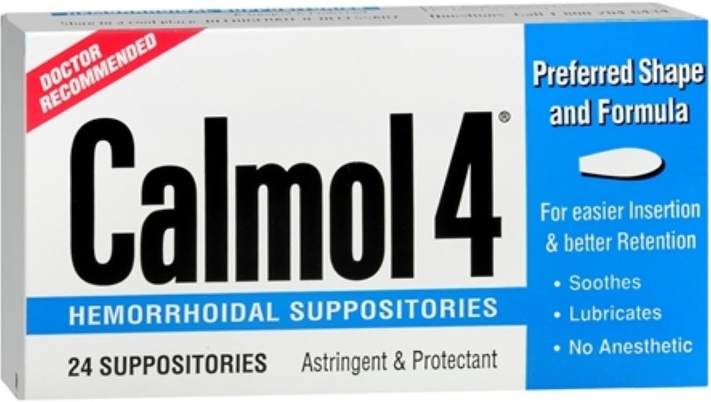 Calmol 4 Hemorrhoidal Suppositories 24 Each (Pack of 3)