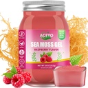 ACEYO (18 OZ) Irish Sea Moss Gel Organic Raw Vegan Raspberry Flavor 102 Vitaminas y Minerales Wild Harvested Non-GMO Immune Defense Booster Thyroid Digestive Support