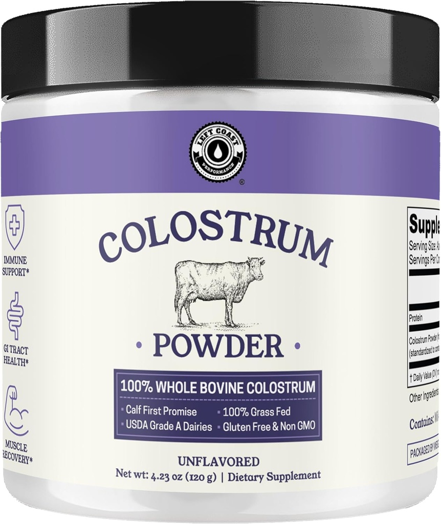 Colostrum Powder – USA Fuente Bovine Colostrum for Humans for Immune Support, Gut Health, Muscle Recovery - Single Ingredient, No Additives, Grass Fed, Non-GMO Colostrum Supplement for Women and Men