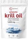 Micro Ingredientes Suplemento Aceite de Krill Antártico con Astaxanthin Natural, 1000mg Por Serving, 300 Soft-Gels, Rich in Omega-3s EPA & DHA, soporta Sistema de inmunología &amp; Salud cerebral, Fácil de Tragar