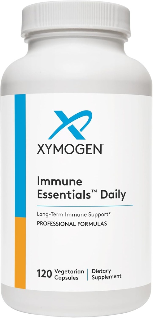 XYMOGEN Immune Essentials Daily - Long-Term Immune Support Supplement with Vitamin C Ascorbic Acid, Vitamina A &amp; D3, N Acetyl L Cysteine, Zinc Chelate, Quercetin (120 Capsules)
