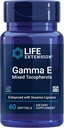 Extensión de vida Gamma E Tocopherols mixed, envejecimiento saludable, suplemento de vitamina E, mejorado con lignanos sésamo, libre de gluten, no GMO, 60 softgels