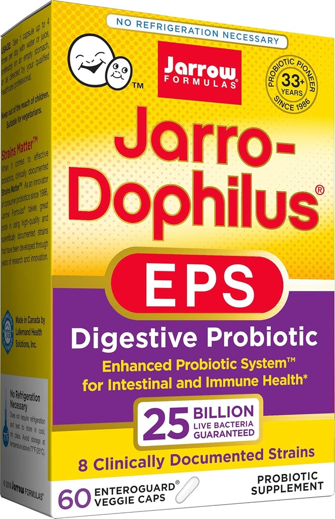Jarrow Fórmulas Jarro-Dophilus EPS Potency Superior, 25 Células de billón Por Veggie Capsules, Apoyo Gastointestinal Health, 60 Cuenta (Barco de herramientas, Pack de 2)