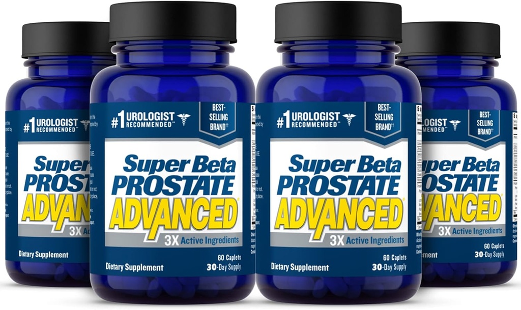 SUPER BETA PROSTATE Avanzado – Promover el sueño, el emptying de la vejiga de apoyo. Suplemento de apoyo de próstata para la salud de los hombres con Beta Sitosterol, no Saw Palmetto. (240 Caplets, 4-Pack)