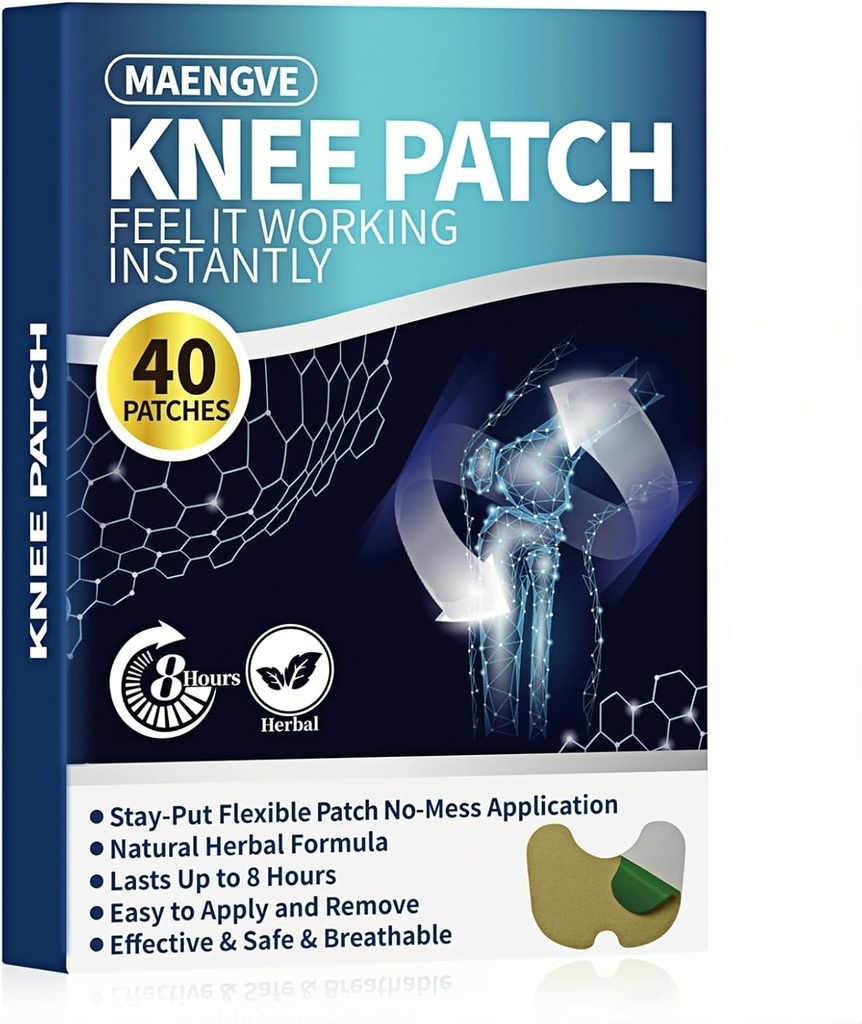 Knee Pain Relief Patch 40 Conde- para Knee, Neck, Hombro, Atrás y Bone-on-Bone Hot Patch, 8 Horas de Alivio de Dolor Conjunto de larga duración
