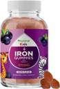 Gummies de Hierro para Niños con Vitamina C - Suplementos de Hierro Constructor de Sangre para Niños con Gentilidad para Inmunidad más Fuerte & Apoyo Energético - Vitamina B6, B12, A, Niacin &amp; Folate Gummies - Vegan & GMO - 60 Conde