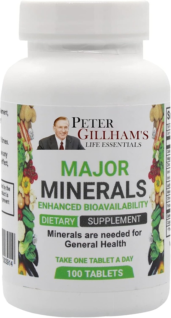Major Minerals 100 Tablets, No Oxide! Fácil de digerir Multimineral, Equilibrado para Men &amp; Woman Bone &amp; Immune System Support with Iron and Potassium byPeter Gillham's Life Essentials