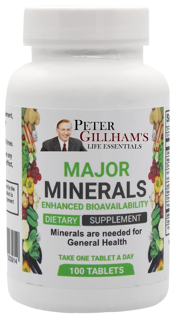 Major Minerals 100 Tablets, No Oxide! Fácil de digerir Multimineral, Equilibrado para Men &amp; Woman Bone &amp; Immune System Support with Iron and Potassium byPeter Gillham's Life Essentials