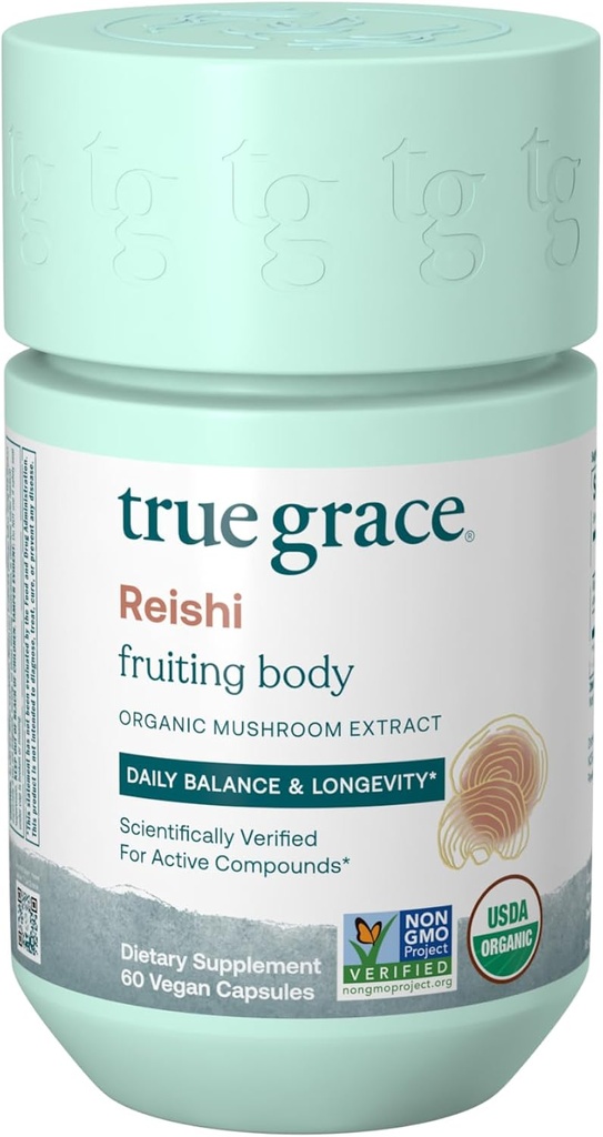 Verdadera Grace Mushroom Reishi Daily Balance & Longevity - 60 Conde Capsules - Orgánico