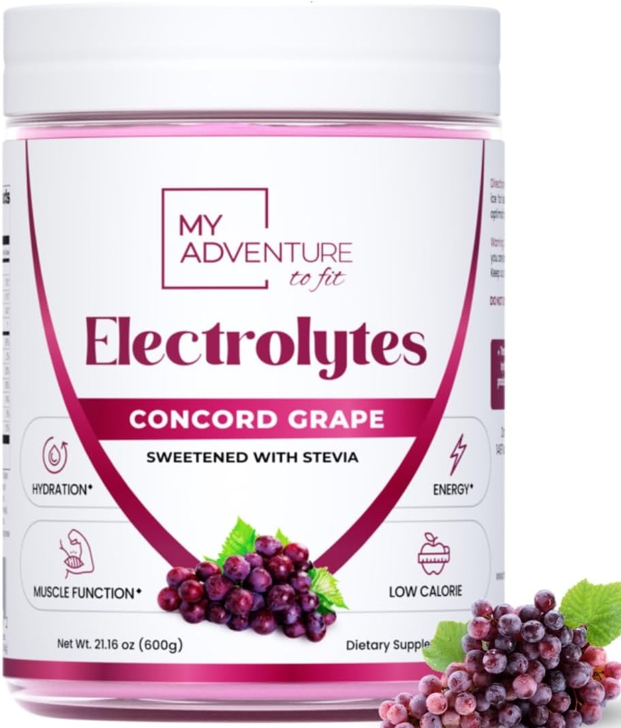Zero Sugar - Concord Grape Electrolytes Polvo - Refreshing Hydration Mix - Caffeine Free Energy with All Natural Ingredients - Vegan, Keto & Paleo - Sugar Free Electrolytes Drink Mix - 120 Servings