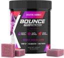 Bounce Pro Creatine Monohydrate Gummies for Men &amp; Women, Low Calorie, 6G de Creatine per Serving, Vegan, Anti-Melting, Gluten-Free, Non-GMO, 2g de Creatine per Gummy (30ct, Berry Snow Cone)
