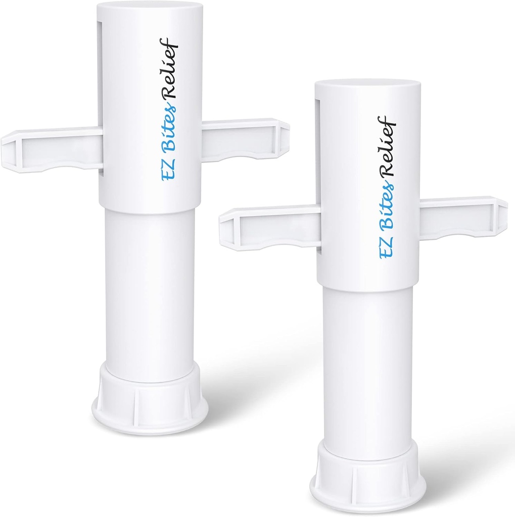 Memine EZ Bites Relief Suction Tool - 2 Pack Bee Sting and Bite Itch Relief Sucker, Venom Extractor para la eliminación de Saliva/Venom, Temporary Relief from Itch and Swelling, Kid-Friendly White