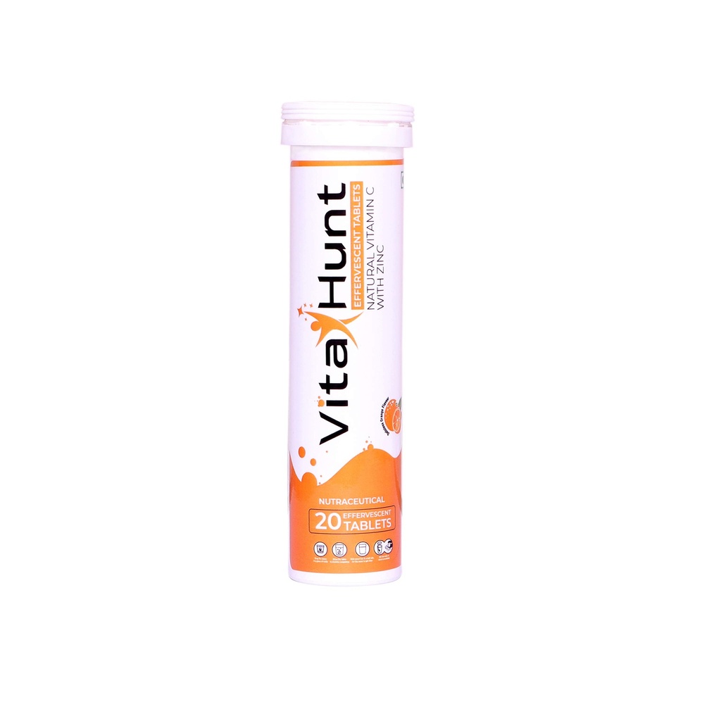 Vitamina C 1000 mg con Zinc- Antioxidantes - Soporte inmunitario - 20 tabletas efervescentes - sabor a naranja