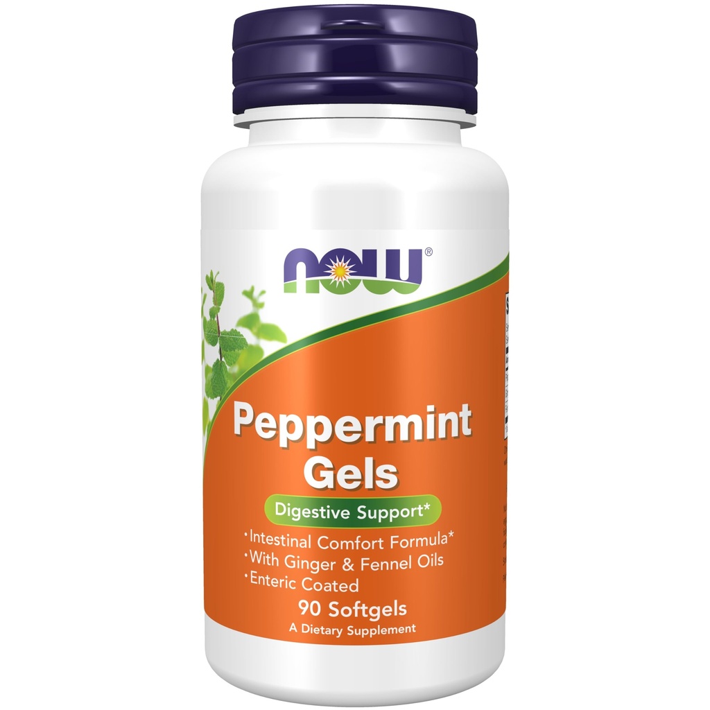 NOW Foods Supplements, Peppermint Gels with Ginger & Fennel Oils, Enteric Coated, Digestive Support*, 90 Softgels