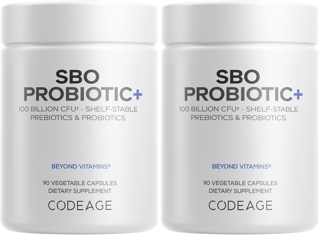 Codeage SBO Probiotics, 100 Billion CFUs Por Serving, Multi Strain Soil Based Organisms Blend and Organic Fermented Botanical Blend, Shelf-Stable - 2 Pack