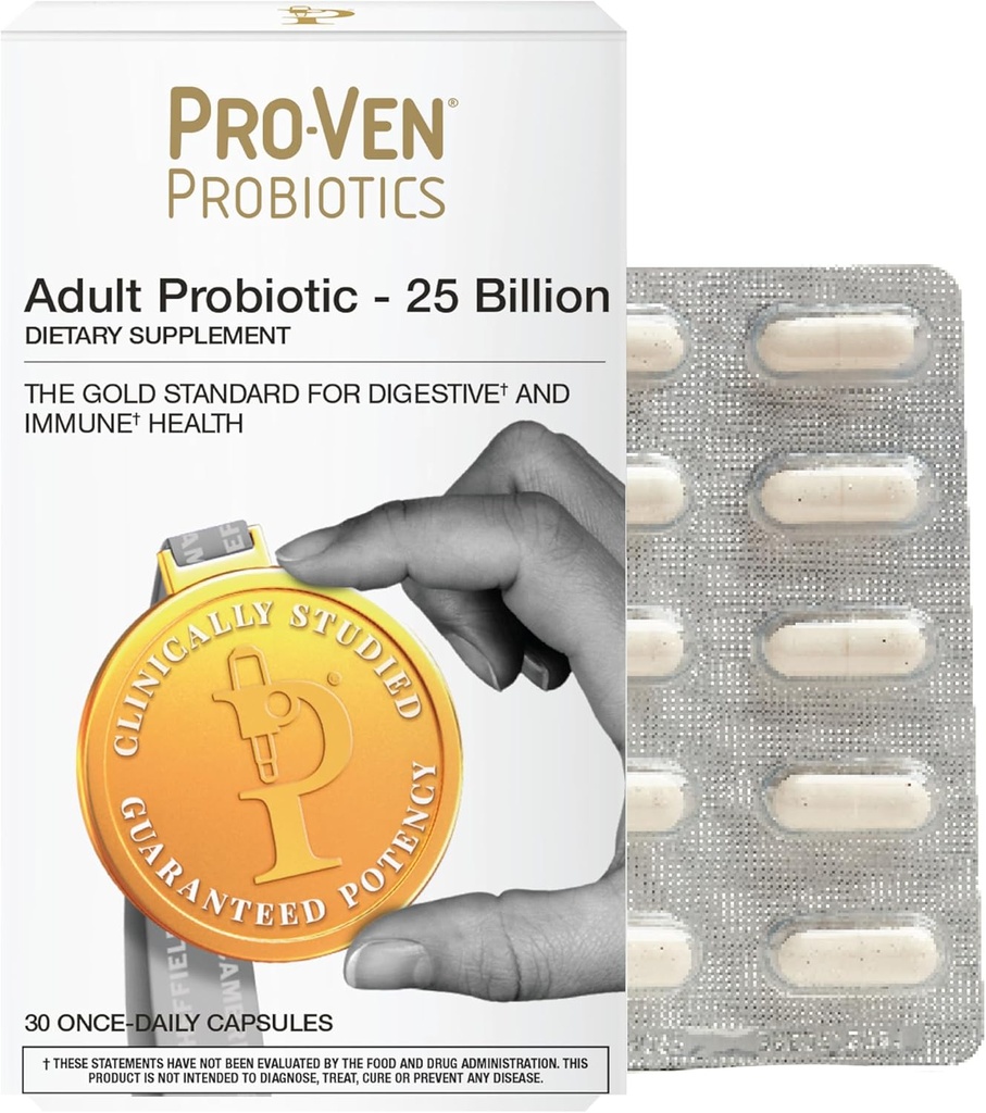 Probiótico diario para mujeres y hombres Silencio 25 Billones CFU con Acidophilus " Bifidus Silencio Digestivo " Apoyo inmunitario Silencio Vegetariano, Gluten-Free, Lactose-Free ← 30 cápsulas