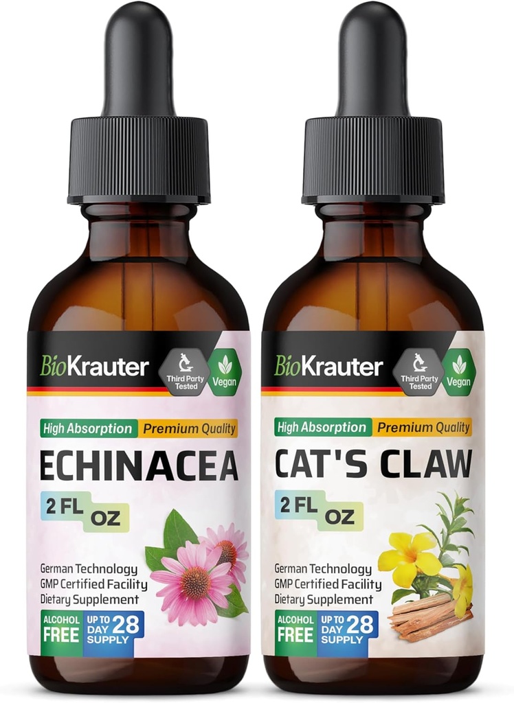 BIO KRAUTER Echinacea Tincture 2 Fl. Oz. " Cat's Claw Tincture 2 Fl. Oz.