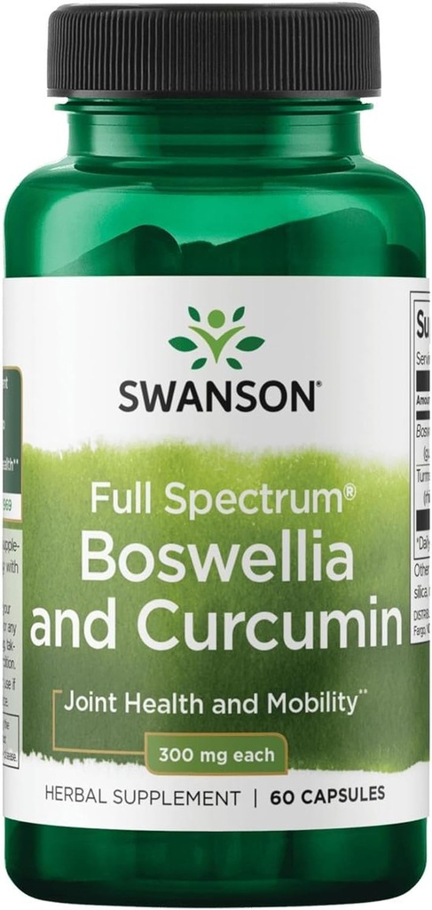 Swanson Full Spectrum Boswellia y Curcumin 60 cápsulas (Packing May Vary)