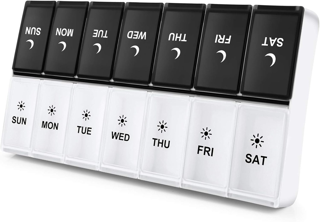 DANYING Extra Large Pill Organizer 2 veces al día, XL Weekly Pill Box 2 por día, AM PM Pill Case, Day Night Pill Container 7 Day, Vitamin Case Dos veces al día