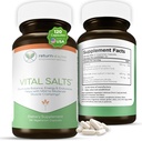 Saltas vitales, Saltas electrolíticas para la energía y la resistencia, cloruro de sodio, suplementos electrolíticos, suplemento de presión sanguínea, alivio de los calambres musculares, 120 cápsulas de sal - retorno saludable