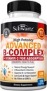 Complejo de vitamina B con vitamina C para la absorción máxima - Metilcobalamina b12 &amp; Folate Folic Acid Suplemento - B1 B2 B3 B5 B7 B9 para la energía inmune &amp; Nervous System Support - Non-GMO, 120 cuentan