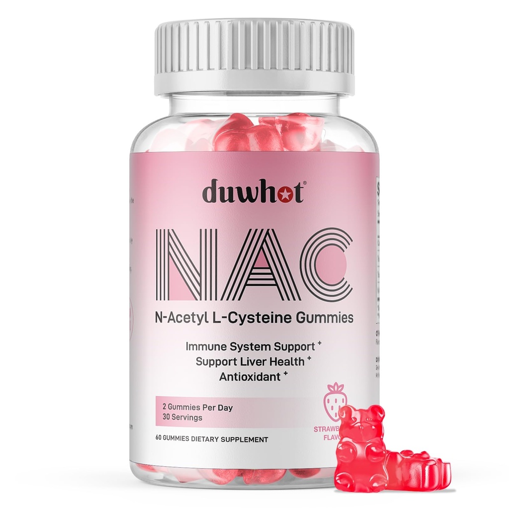 NAC Gummies 600mg, N Acetyl Cysteine Supplement NAC Chewable for Antioxidants &amp; Immune Support, Lung &amp; Liver Health, Natural Strawberry Flavor, 60ct