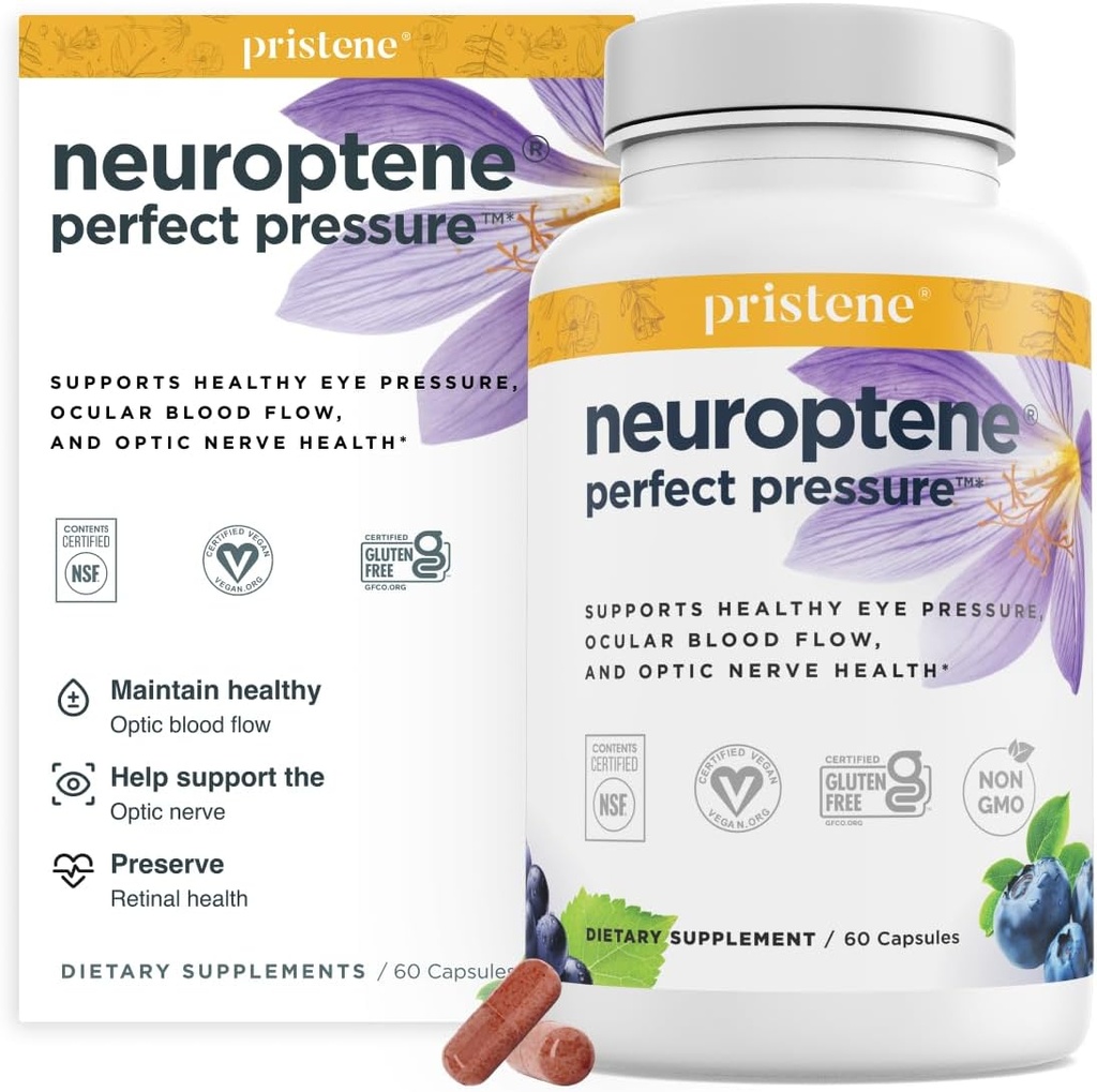 Vitaminas Ojo con Niacinamide Saffron Niacinamide CoQ10 para soporte óptico Nerve - Suplemento de mora para soportar las presiones Oculares saludables y el flujo sanguíneo retinal - Neuroptene® (60 cápsulas)