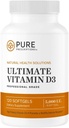 Prescripciones puras Vitamina D3-5,000 UI - Alta Absorción Vitamina D Suplemento para promover huesos saludables con sistema inmunológico &amp; soporte cardiovascular - 120 Softgels - EE.UU.
