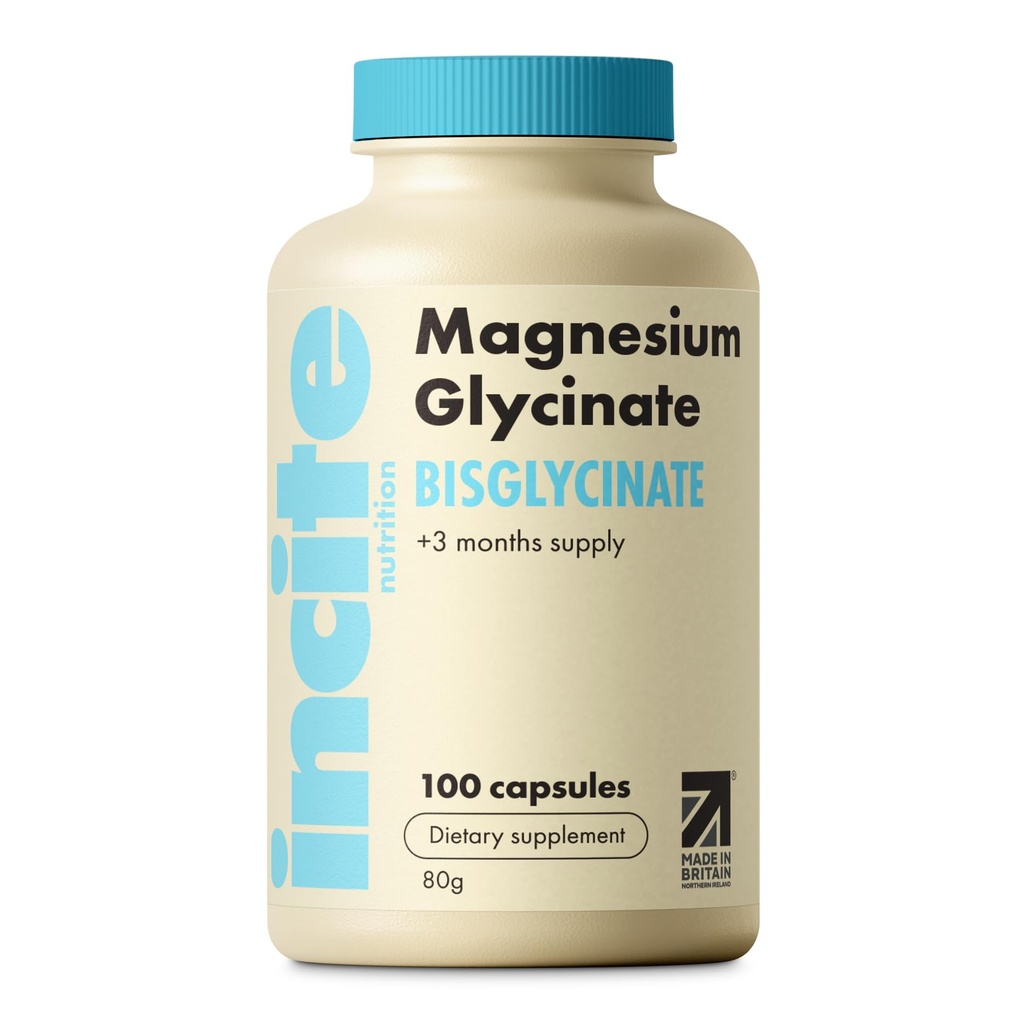 Magnesium Glycinate 500mg - 3 Month Supply - High Strength 100 Easy Swallow Capsules - Suplemento Glycinate de Magnesio Puro - Suplementos de Magnesio - Vegan & Gluten Gratis - Sleep Aid - Made in UK