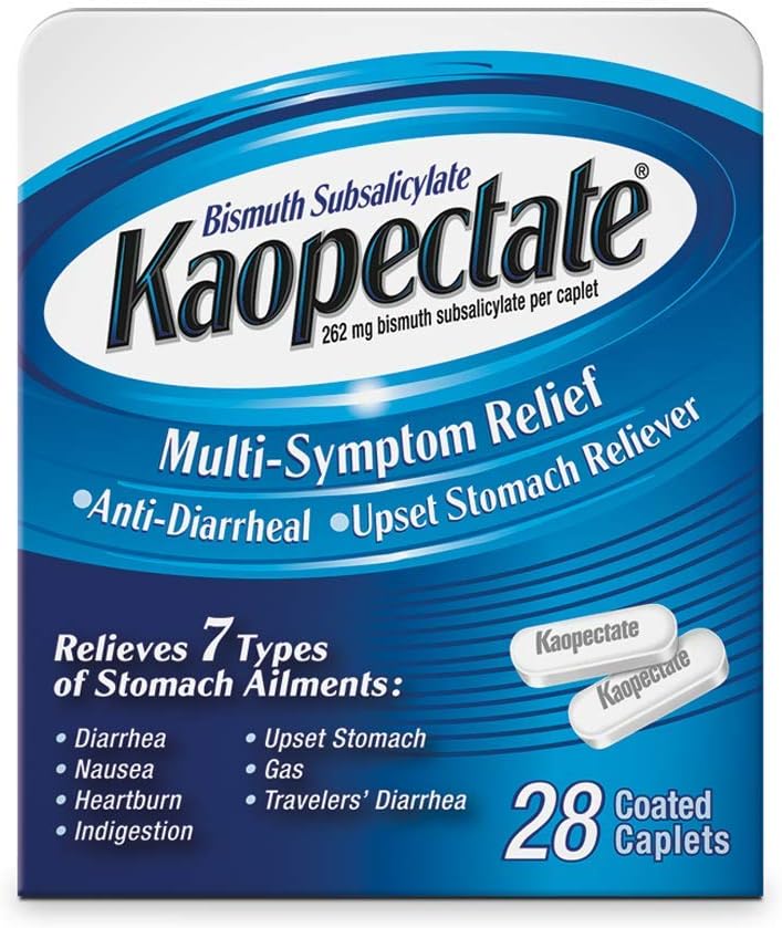 Kaopectate Multi-Symptom Anti-Diarrheal crecer Stomach Reliever, 28 Caplets, White