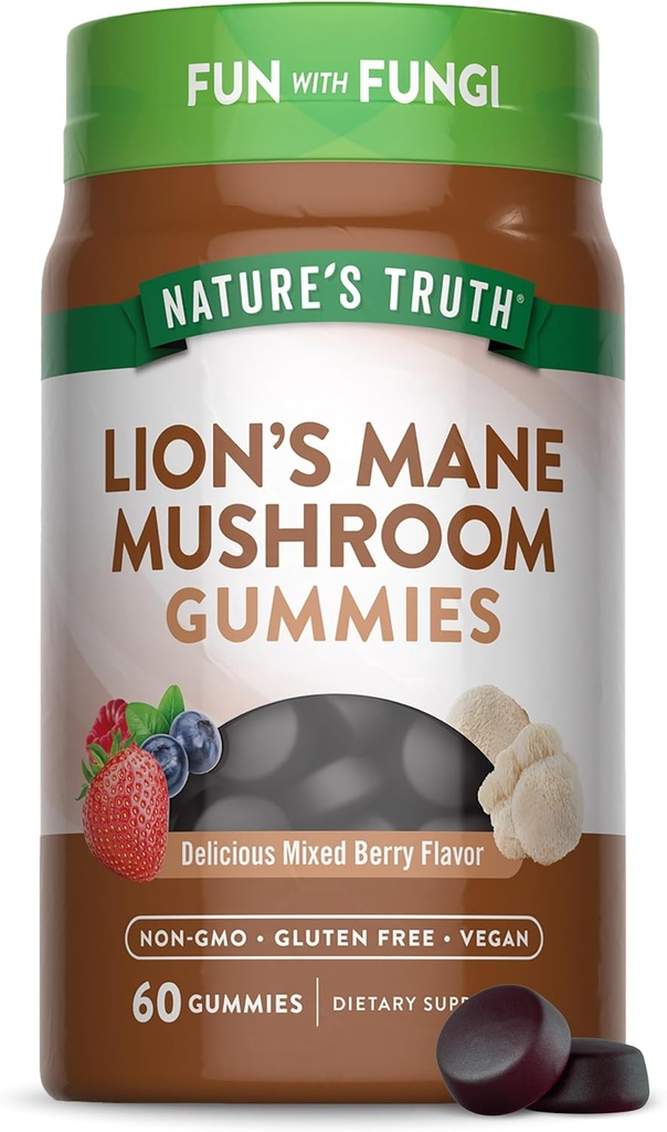 Verdad de la naturaleza Mane Mane Gummies de León para Adultos 60 Conde ¦ Mixed Berry Flavor  Vegan, Non-GMO, &amp; Gluten Free Supplement