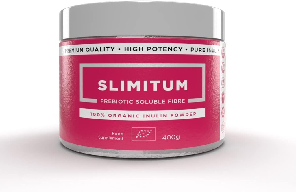 SLIMITUM Organic Inulin Powder (Agave) - 01 Pack Inulin Prebiotic Fiber for Colon and Gut Health, Premium Quality, Intestinal Support - 400g