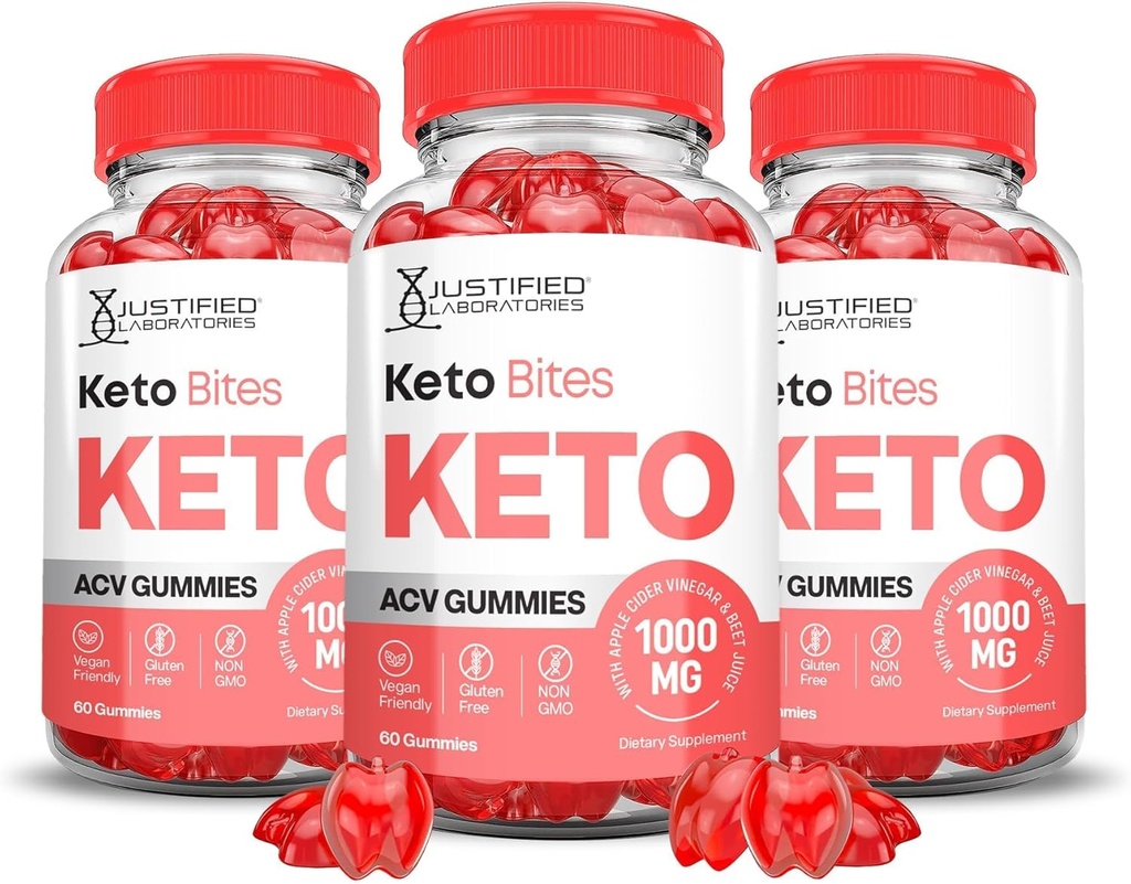 Laboratorios Justificados (3 Pack Keto Bites Keto ACV Gummies Advanced Formula 1000MG Keto Formulado con Pomegranate Beet Juice Powder B12 Vegan Non GMO 180 Gummys