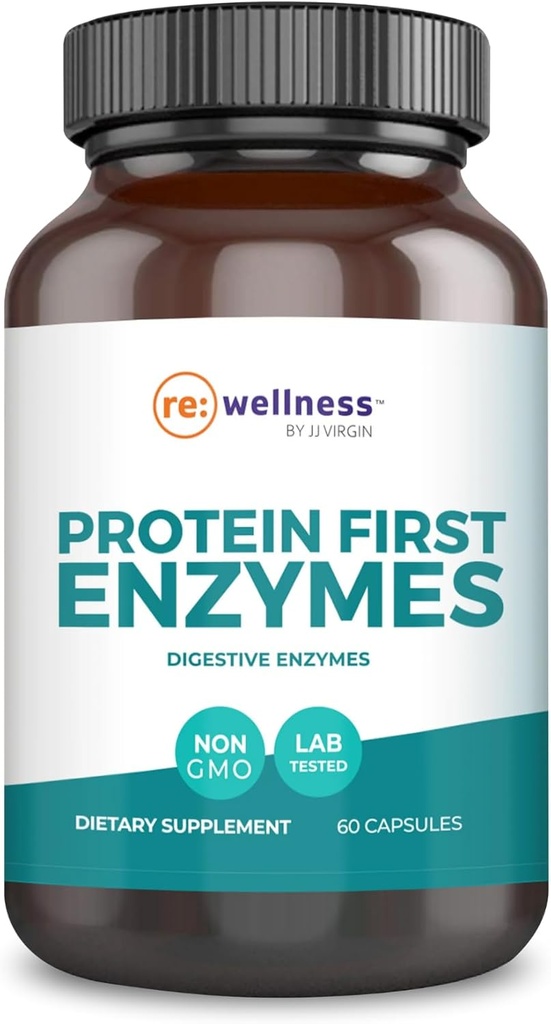 Reignite Wellness by JJ Virgin ← Protein First Enzymes ← Betaine HCI con Pepsin &amp; Enzyme Suplemento Silencioso Apoyo para Gut Health, Digestión, Bloating ocasional &amp; Gas