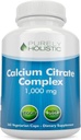 Calcium Citrate 1000mg - 365 Vegan Capsules not Tablets with Added Parsley, Dandelion and Watercress - Without Vitamin D - Made in The USA by Purely Holistic