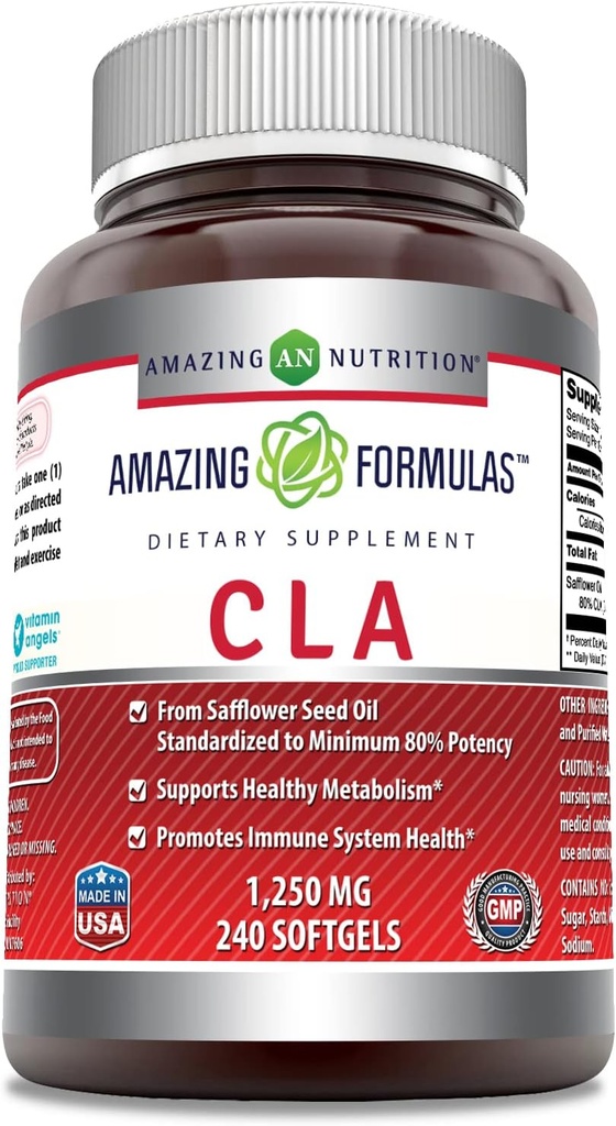 Fórmulas increíbles CLA ← Conjugated Linoleic Acid Suplemento Silencio 1250 Mg Silencio Softgels Silencio No-GMO TENIDO Gluten-Free TEN Made in USA (240 Cuenta)