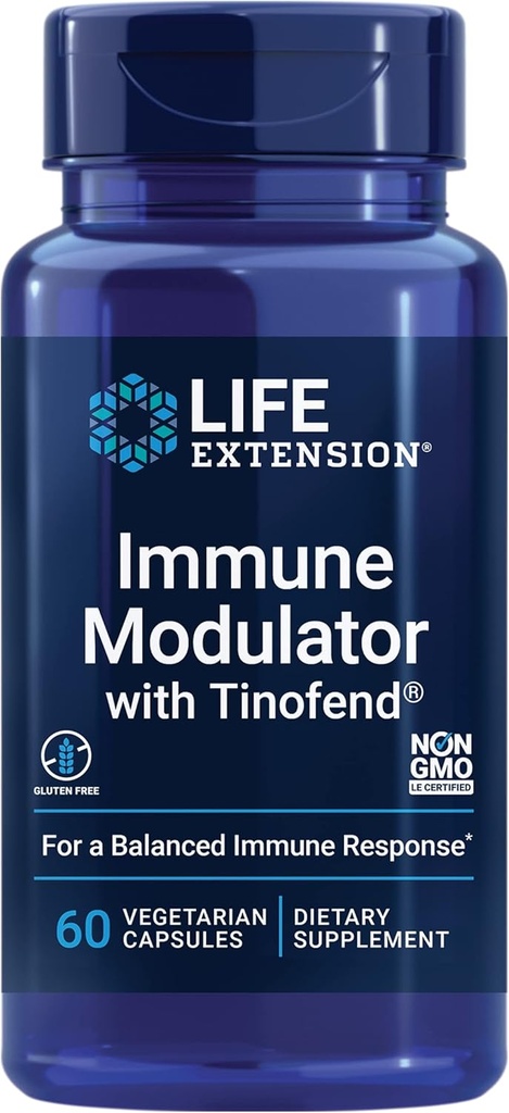 Life Extension Immune Modulator with Tinofend®, Powerful Immune Health Support, standardized Tinospora Plant Extract, Gluten-Free, Non-GMO, Vegetarian, 60 Capsules